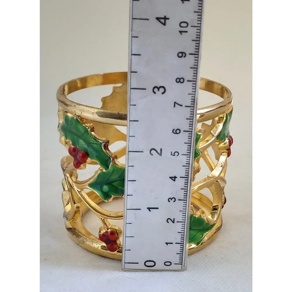 Lenox Holiday Gold Votive Candle Holder Holly Berries Christmas NO Glass Insert